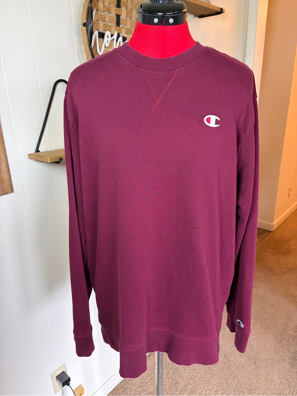 Champion Men's Burgundy Crewneck Sweatshirt